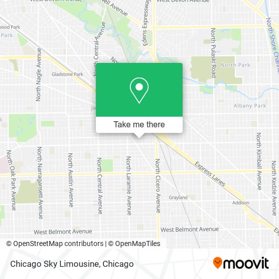 Mapa de Chicago Sky Limousine