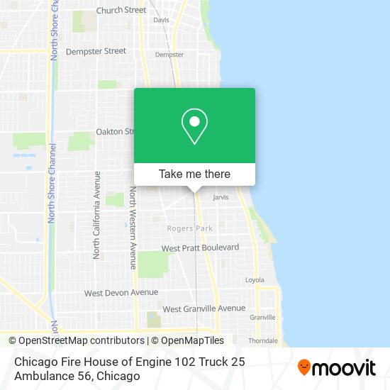 Mapa de Chicago Fire House of Engine 102 Truck 25 Ambulance 56