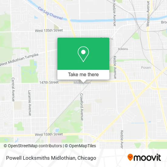 Mapa de Powell Locksmiths Midlothian