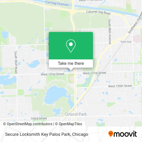 Secure Locksmith Key Palos Park map