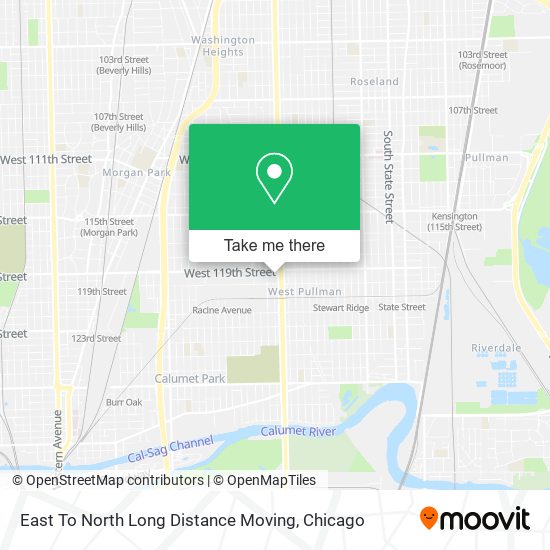 East To North Long Distance Moving map