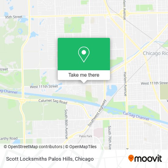 Scott Locksmiths Palos Hills map