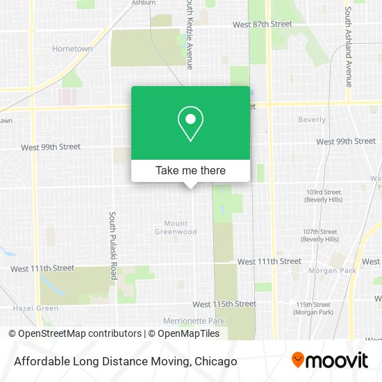 Affordable Long Distance Moving map