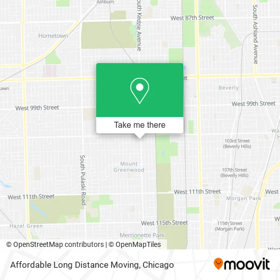 Affordable Long Distance Moving map