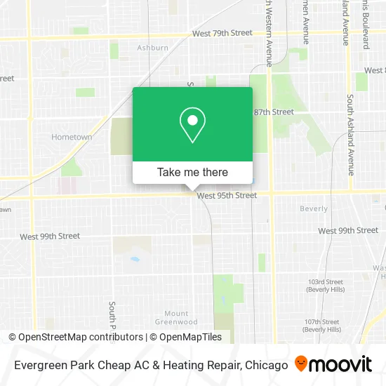 Mapa de Evergreen Park Cheap AC & Heating Repair