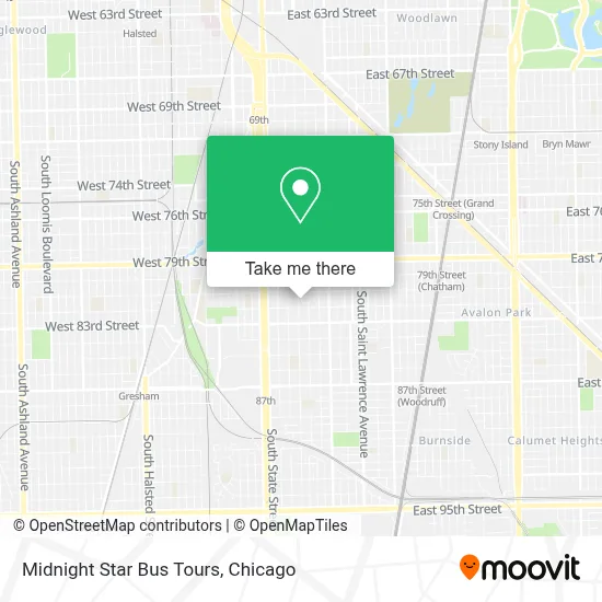 Midnight Star Bus Tours map