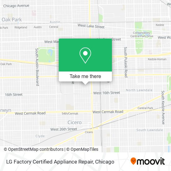 LG Factory Certified Appliance Repair map