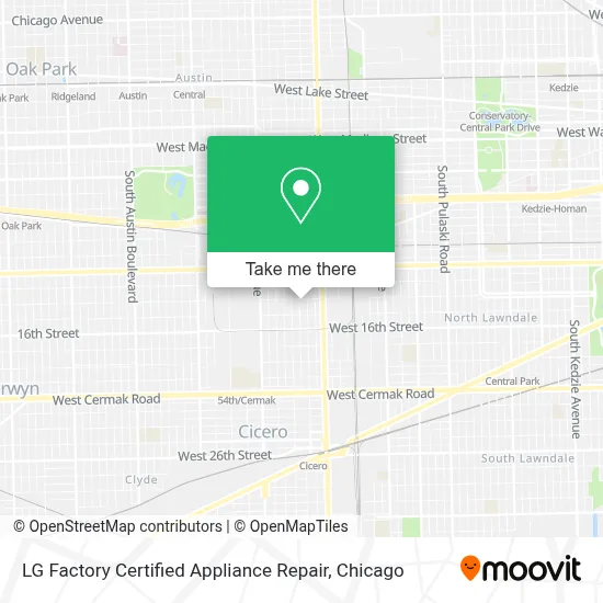 LG Factory Certified Appliance Repair map