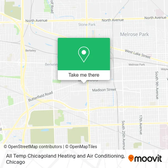 All Temp Chicagoland Heating and Air Conditioning map