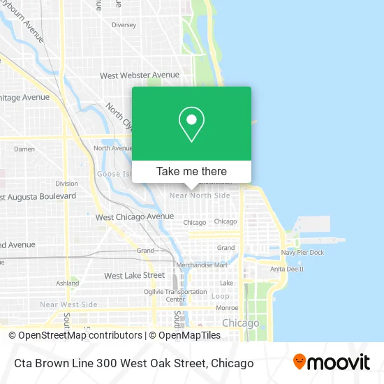 Cta Brown Line 300 West Oak Street map