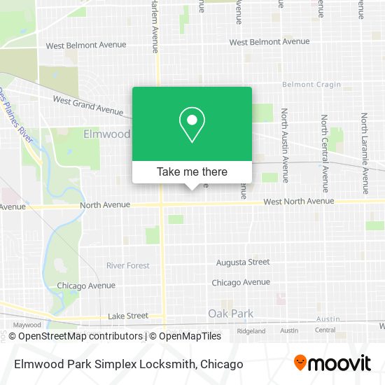 Mapa de Elmwood Park Simplex Locksmith