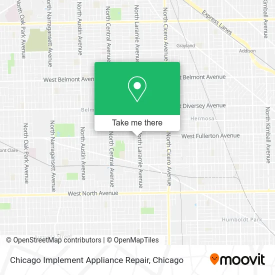Chicago Implement Appliance Repair map