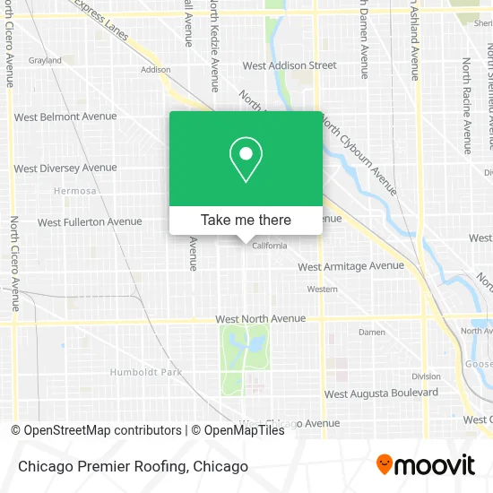 Chicago Premier Roofing map