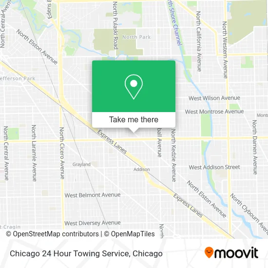 Chicago 24 Hour Towing Service map