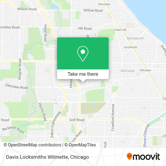 Davis Locksmiths Wilmette map