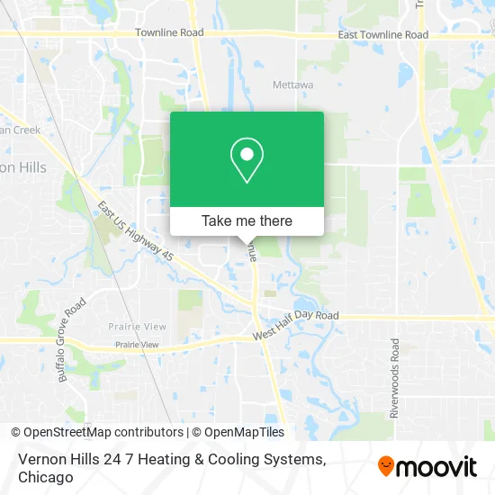 Mapa de Vernon Hills 24 7 Heating & Cooling Systems