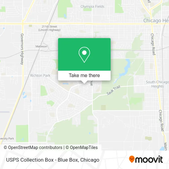 Mapa de USPS Collection Box - Blue Box