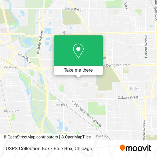 Mapa de USPS Collection Box - Blue Box