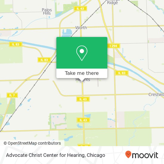 Advocate Christ Center for Hearing map