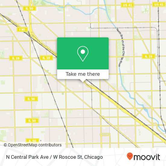 N Central Park Ave / W Roscoe St map