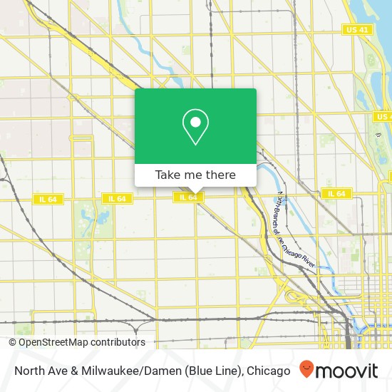 North Ave & Milwaukee / Damen (Blue Line) map