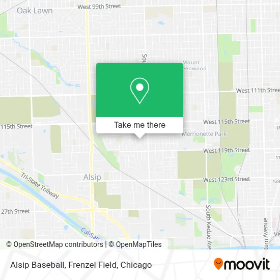 Alsip Baseball, Frenzel Field map