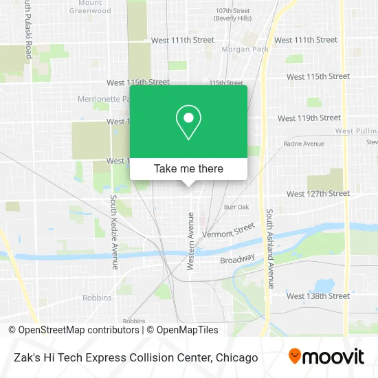 Zak's Hi Tech Express Collision Center map