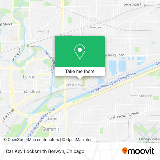 Car Key Locksmith Berwyn map