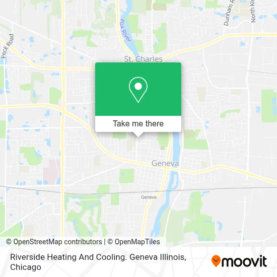 Riverside Heating And Cooling. Geneva Illinois map