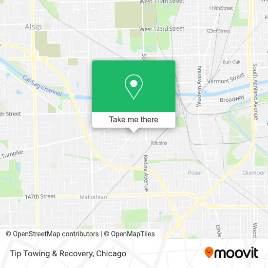 Tip Towing & Recovery map