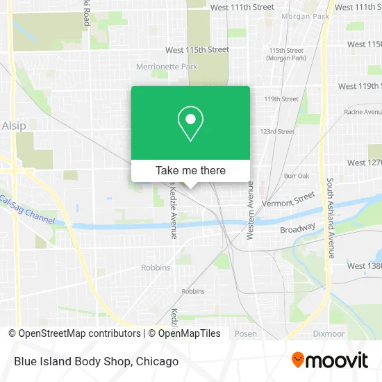 Blue Island Body Shop map