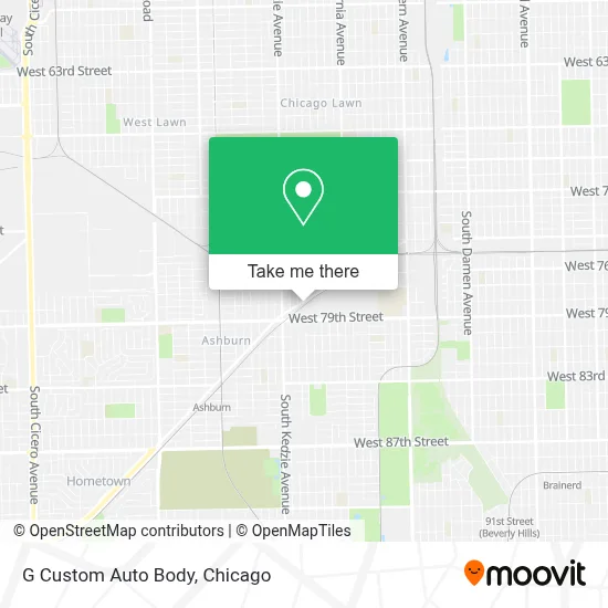 G Custom Auto Body map