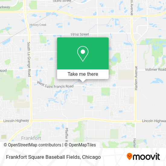 Frankfort Square Baseball Fields map