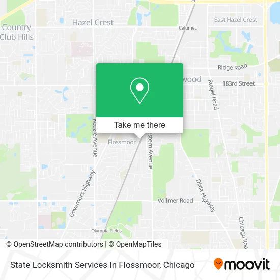 State Locksmith Services In Flossmoor map