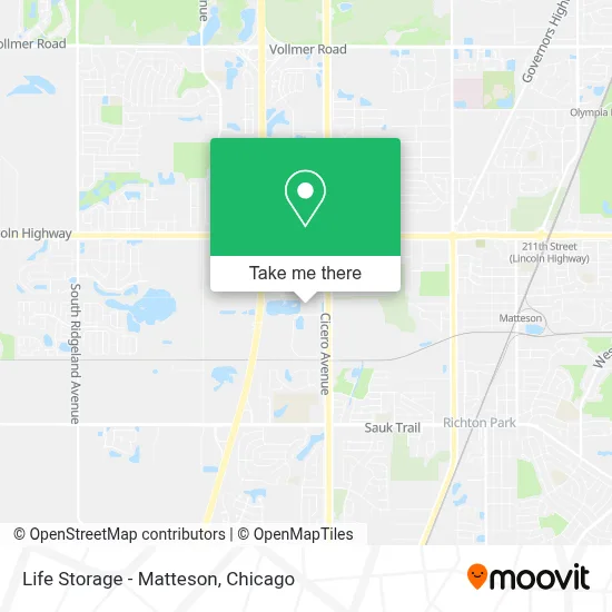 Life Storage - Matteson map