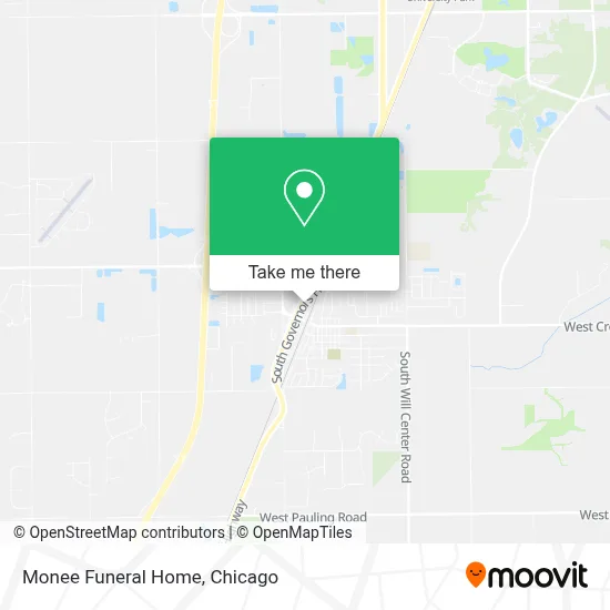 Monee Funeral Home map
