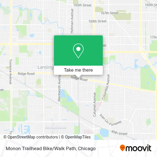 Monon Trailhead Bike/Walk Path map