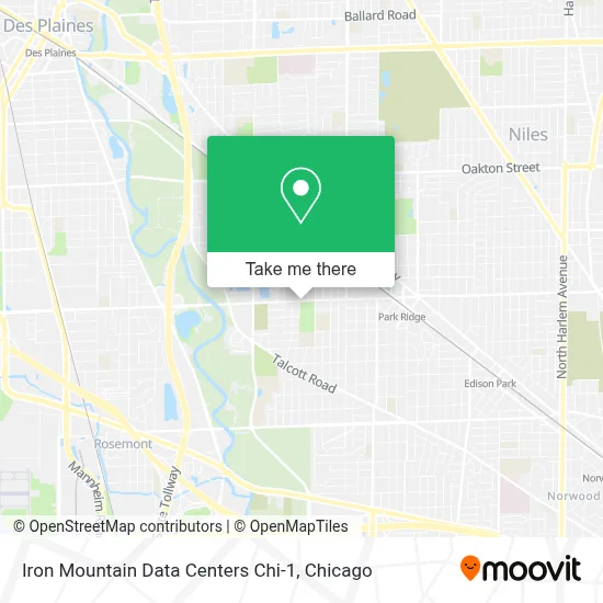 Iron Mountain Data Centers Chi-1 map