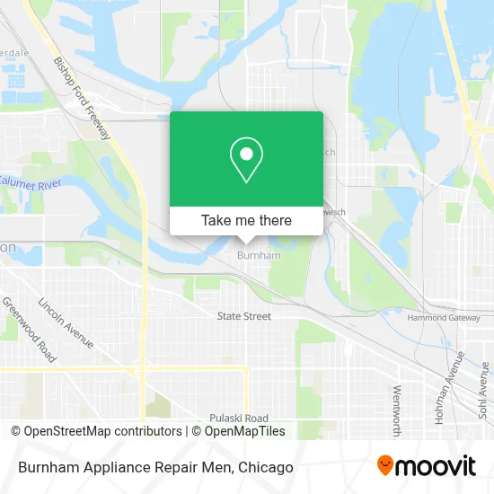 Burnham Appliance Repair Men map