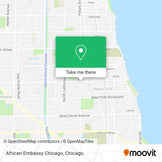African Embassy Chicago map