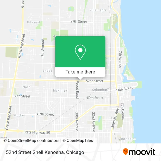 52nd Street Shell Kenosha map