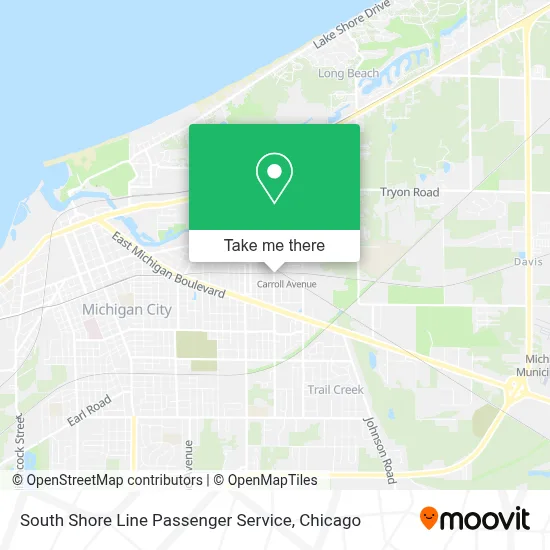 South Shore Line Passenger Service map
