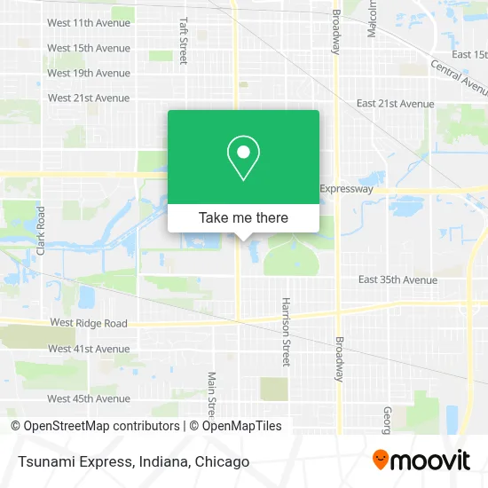 Tsunami Express, Indiana map