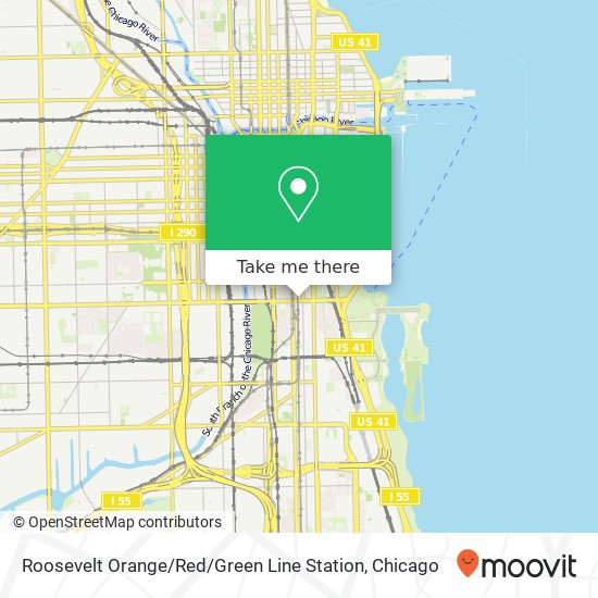 Mapa de Roosevelt Orange / Red / Green Line Station