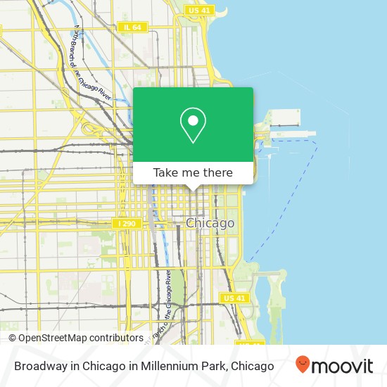Broadway in Chicago in Millennium Park map