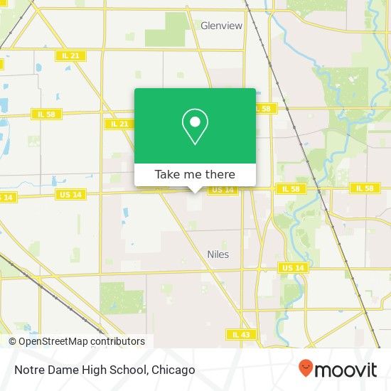 Notre Dame High School, 7655 W Dempster St map