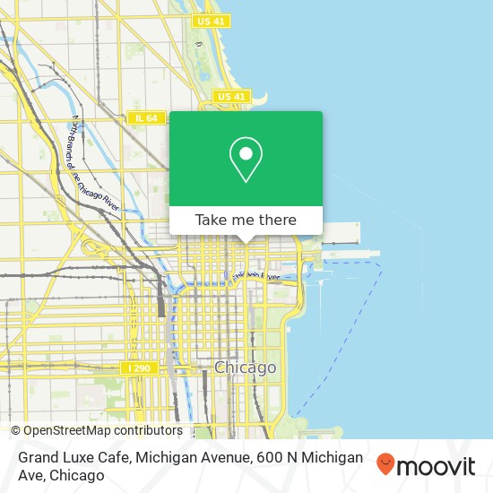 Mapa de Grand Luxe Cafe, Michigan Avenue, 600 N Michigan Ave