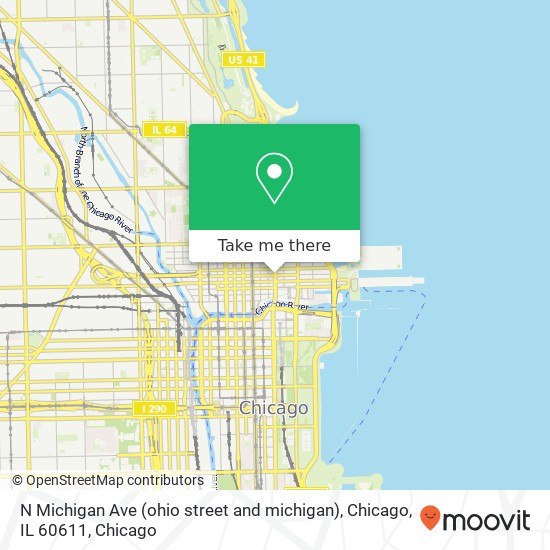 Mapa de N Michigan Ave (ohio street and michigan), Chicago, IL 60611