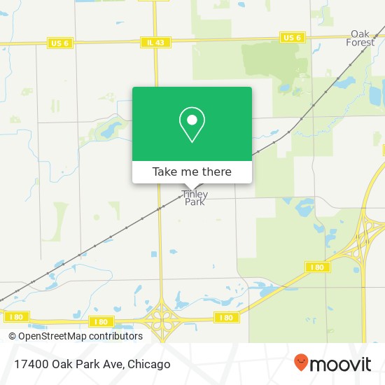 Mapa de 17400 Oak Park Ave, Tinley Park, IL 60477