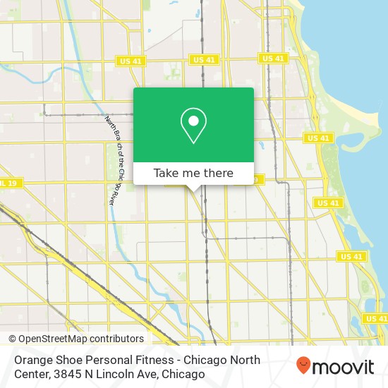 Mapa de Orange Shoe Personal Fitness - Chicago North Center, 3845 N Lincoln Ave